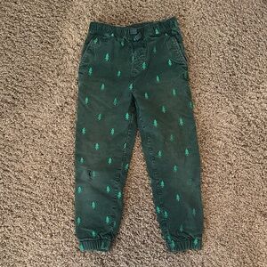 Hanna Andersson Forest Green Corduroy Tree Print Joggers